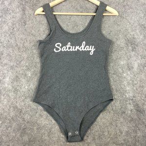 Grayson Threads Bodysuit L Gray Scoop Neck Tank Top Sleeveless Saturday Slim Fit